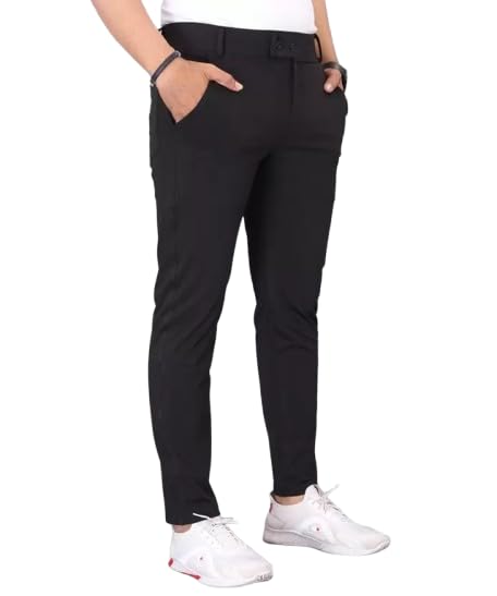 dearise Slim Fit Trouser for Men, Solid Black, Viscose Rayon, High Rise, Formal Chino Pants with Pockets-picture-34