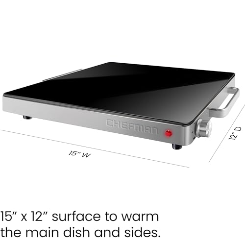 Chefman Compact Glasstop Warming Tray with Adjustable Temperature Control Perfect for Buffets, Restaurants, Parties, Events, Home Dinners and Travel, Mini 15x12 Inch Surface, Keeps Food Hot, Black - image 7