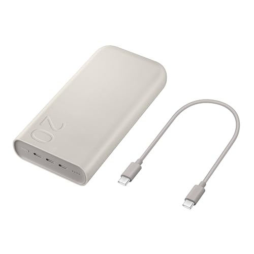 Samsung Galaxy Official 20,000 mAh Battery Pack, 45W Super Fast Charging (with USB-C to C Data Cable), Beige