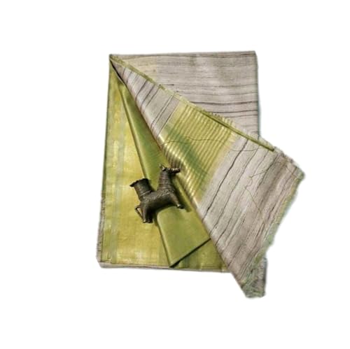 Bhagalpuri Handloom Tussar Staple Silk Saree With Ghicha Pallu Weaving (Mustard Yellow)
