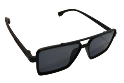 S&D Classic Retro Square Sunglasses for Men & Women – UV400 Protection, Unisex Stylish Black Frame