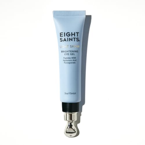 Eight Saints Light Show Brightening Eye Gel, Natural and Organic Anti Aging Cooling Eye Gel to Reduce Puffiness, Wrinkles and Calms Under Eye Skin, 0.5 Ounces