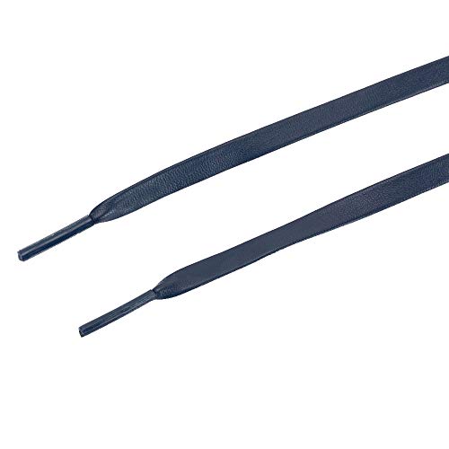 One Pair Flat Pu Leather Laces Shoelaces For Shoes Sneaker Boot (Navy Blue, 51'') #TOP1