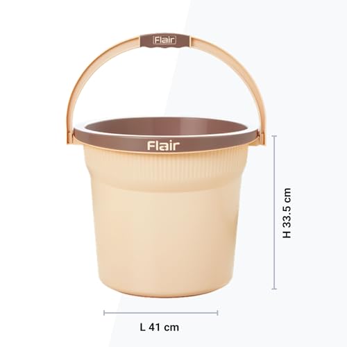 Image of FLAIR Estella 24L Set of 3 Plastic Bathroom Bucket, Beige | Strong & Durable Water Storage Bucket with Easy-Grip Handle | Virgin Plastic, Lightweight & Multipurpose for Bathing and Daily Use
