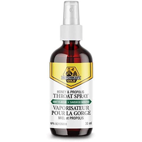 Dutchman's Gold Honey & Propolis Throat Spray - 30 mL - Mint Flavour - Natural Throat Relief Cover