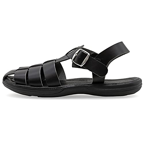 Emmanuela Comfortable Ancient Greek Style Leather Fisherman Sandals for Men, Cushioned insole Handmade Leather Men's Sandals, Quality Adjustable Buckle Summer Shoes3