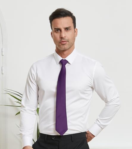 Image of DecTwig Men's Ties Solid Color Formal Neckties 3.15 inch (8CM) Black Ties For Men