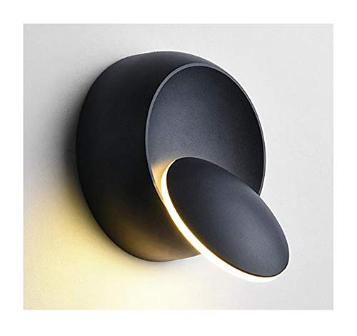 EDOSTORY Rond LED Applique Crescent, 360 DegréS RéGlable Tourner LumièRes de Couloir 5W, CréAtif Chambre Lampe de Chevet, Noir et Blanc,Noir Cover