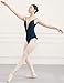 JUODVMP Women's classic ballet leotard with Nude Mesh V-neck and deep scoop back for gymnastics, 8D-C12-Peacock blue,M