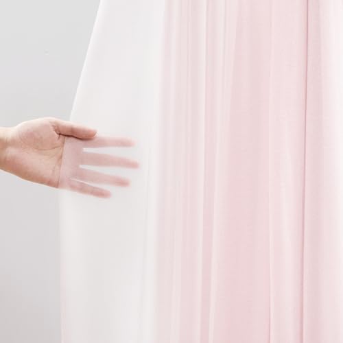 Image of 30 inch x 20Ft Wedding Arch Draping Fabric, 1 Panel Blush Sheer Curtain Drapes Extra Wide & Long Backdrop Curtains for Wedding Arch Ceremony Birthday Party Decorations