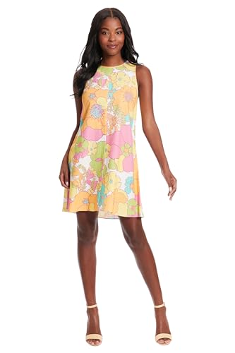 London Times Women's Dresses Linen Blend Sleeveless Shift Dress |