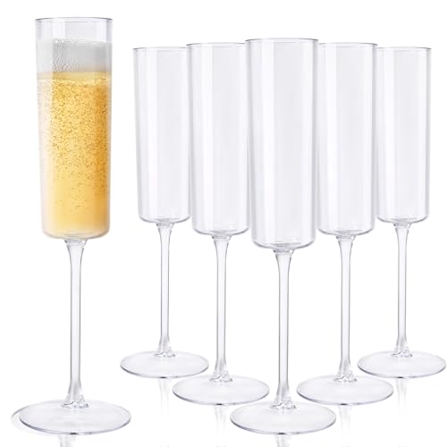 Comparison: Best Plastic Champagne Flutes 3 Ciaell 24 Pack Plastic Champagne Flutes - Clear 6 Oz Disposable Champagne Glasses - Square Plastic Toasting Glasses for Party Birthday Anniversary Wedding