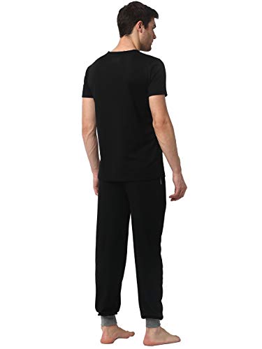 Image of Mack Jonney Cotton Blend Night Suit Co-ord Set for Men with V-Neck Half Sleeve T-Shirt and Track Pant-VJ-MNS-TTP-GROUP14