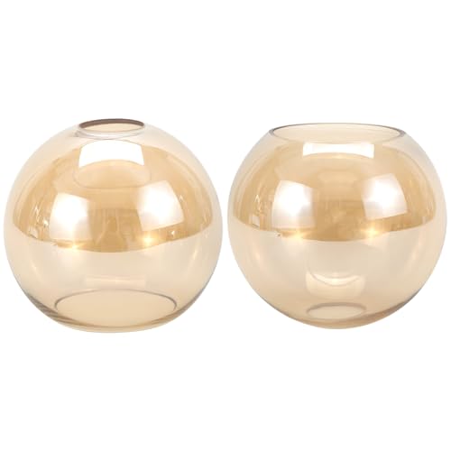 Image of 2 Pack Clear Amber Glass Globe Shade Replacement Globe & Cover for Lighting Fixture, 5.9 inch Diameter, 1-5 /8 inch Fitter