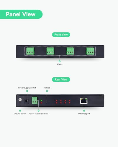 Image of LINOVISION 4 Ports RS485 to Ethernet Converter, Modbus Gateway, Modbus RTU /TCP Conversion, Edge Computing, 4-Port Serial Device Server, RS485 to TCP /IP Convertor, Processor Upgraded