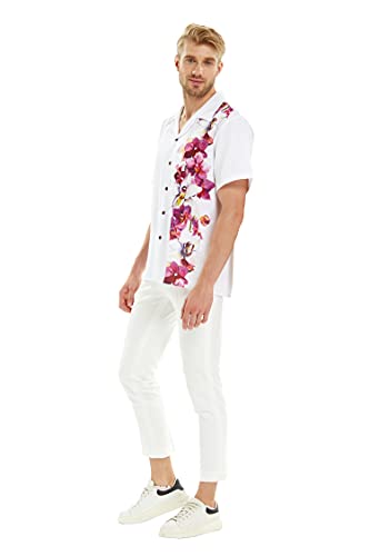Image of Hawaii Hangover Family Matching Hawaiian Clothes, Watercolor Orchid White | Family matching Hawaiian outfits, Watercolor Orchid White, quick dry stretch fabric, machine washable, tropical floral print