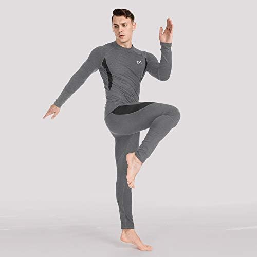 MEETYOO Thermal Underwear for Men, Winter Gear Long Johns Base Layer Top and Bottom Set for Skiing Running