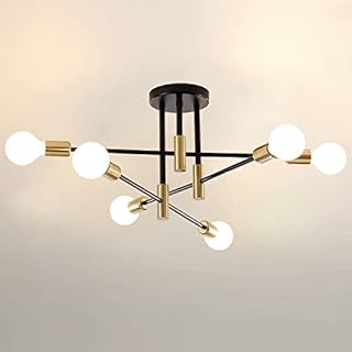 Hudi Fyier Modern Chandelier Light Fixtures, Creative Semi Flush Mount Ceiling Light, Pendant Lighting for Living Room Bedroom Dining Room Kitchen Office (6-Light)
