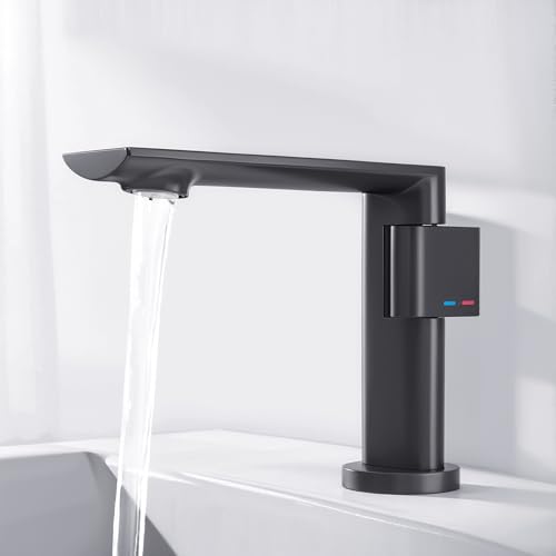 Black Bathroom Faucets 1 Hole, Modern Bathroom Faucet Matte Black