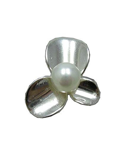 Bague en argent massif 925 fleur avec perle de 8mm R001145