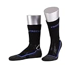 Sympatico 2 Pares Calcetines de Trabajo Altos para Hombre - Algodón Orgánico y Lana Merino - Térmicos, Transpirables y Cómodos - Para Botas (FR/ES, Números, 43, 46, Regular, Regular, Negro)