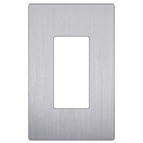 Image of LIDER Decorator Switch Cover, Screwless Wall Plate, Mid-Size 1-Gang 4.88 inch x 3.11 inch, LSWP-31M-BSV, UL Listed, Thermoplastic, Brushed Silver, 1-Pack