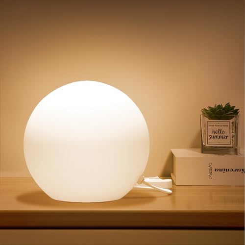 NewBiz Bri 7.8 Inch Ball Table Lamp with Glass Shade Stylish Ball Light Lamp for Bedroom Living Room and Bookshelf Modern Design Perfect for Home Decor, Without Bulb