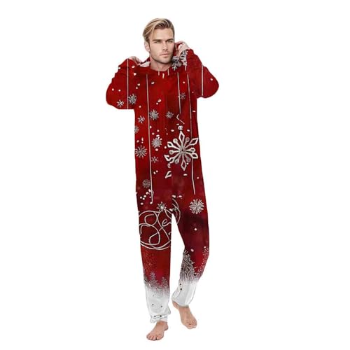 Christmas Pajamas for Family Funny Long Sleeve Casual Hooded Jumpsuits Fashion Graphic Print Holiday Xmas Pjs Sets