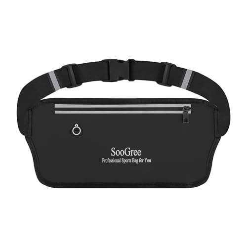 SooGree Running Belt Fanny Pack for Women Men Waterproof Waist Pack Runners Bag Slim Money belt Phone Holder for Sports Hiking Traveling Adjustable Strap Workout Pouch Lightweight Walking Jogging