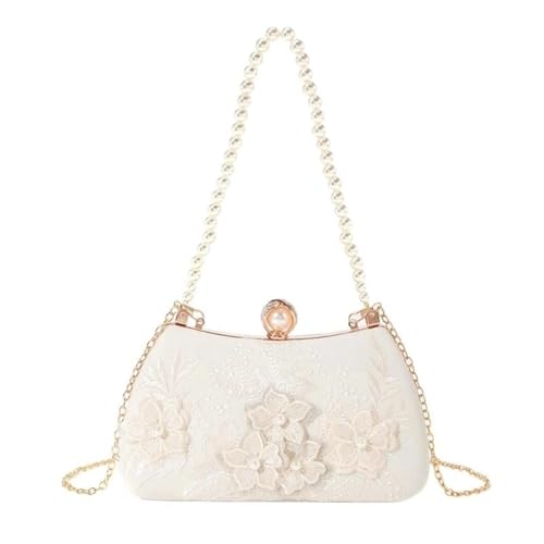 Pochette de soirée brodée de fleurs blanches pour un mariage romantique