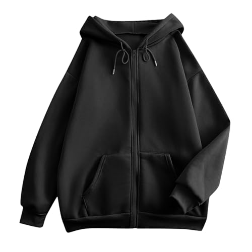 OIOLOYJM Zipper Hoodies for Women Long Sleeve Oversized Sweatshirts Y2k Drawstring Soft Jacket 2025 Fall Fashion with Pockets