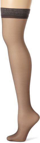 Hanes Women's Silk Reflections Thigh Highs, Barely Black, A/B