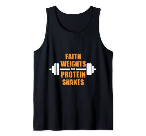 Funny Fitness Tees - Batidos de proteínas Faith Weights Camiseta sin Mangas