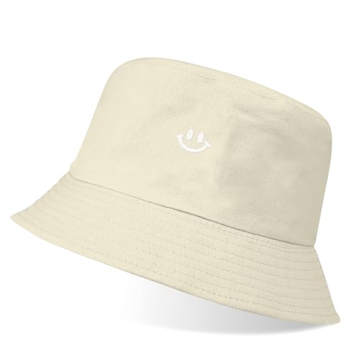 flintronic Fischerhut Bucket Hat, Unisex Baumwolle Smiling Face...
