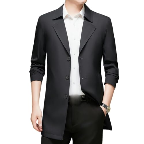 Gabardina para hombre de diseño ligero y corte largo con cuello blaze sofisticado