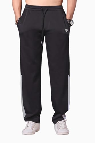 Image of Flapfit Men's Solid Pattern Spandex Track Pant with Ankle Length Drawstring Closure Type and Loose Fit Jogger Style