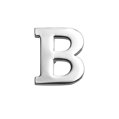 MISSU JEWELLRY Silver 26 Alphabet Letters Collar Pins Business Suit Lapel Pin Badge (B)