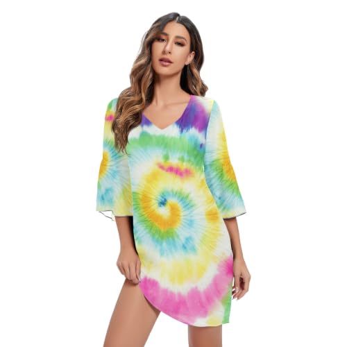 Robe de cocktail coupe col V masquant les bras en douceur pastel