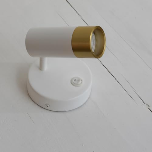 Image of DUHU Wall Sconce Lights for Bedroom,White Wall Light with Switch,Indoor Modern Gold Hardwired Sconces Wall Lighting with Rotatable Lampshade,Wall Lamps for Living Room,Corner,Hallway,Bar,Wall Decor