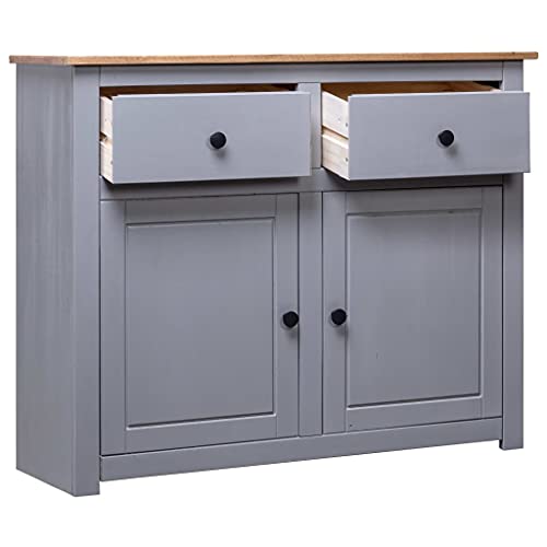 Qzzced Sideboard,Wood Cabinet,Entry Cabinet,Kitchen Cabinet,Office Cabinet,Bedroom Storage Cabinet,For Bathroom, Home Kitchen, Living Room, Bedroom, Hallway,Gray 36.6"X15.7"X31.5" Solid Pinewood #TOP2