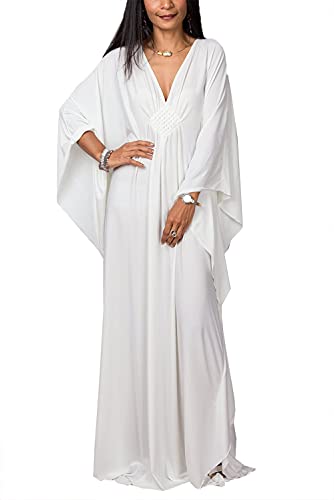 LikeJump Femmes Boho Kaftan Robe de Plage Cover Ups Maillots de Bain Kimono Maxi Tops