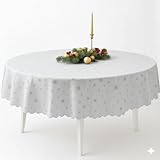 Lurex Tischdecke Sterne Glitzer Weihnachten Christmas Silber Oval 135 x 180 cm