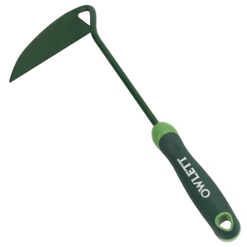 Owlett Japanese Weeding Sickle Garden Hand Hoe Sickle Hoe with Ergonomic Rubber Handle High-Hardness Carbon Steel Manual Weeder Tool for Weeding Cultivating Trenching Soil Loosening