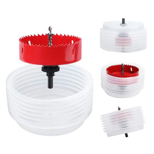 hsawbit 75mm Hole Saw Hole Cutter with Dust Collector, Holesaw Dust Catcher (125mm) for Recessed Lights Drilling Soft Wood, PVC Board and Plastic Plate