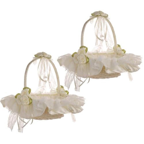 Panier de fleurs en soie blanche résistant pour cortège d'enfants - 2