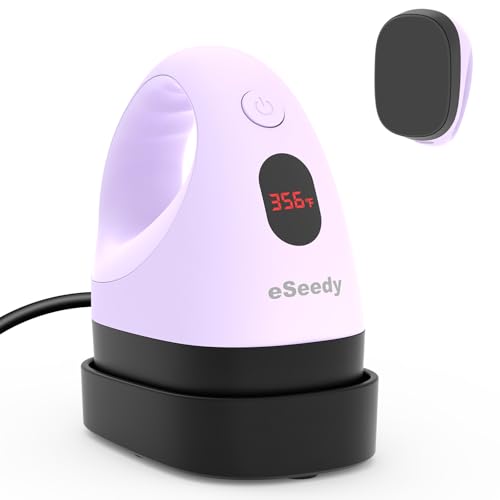 eSeedy Mini Heat Press Machine, 3 Heat Settings& Fast Heating, 15 Mins Auto-Off, Insulated Safety Base, Mini Iron for Crafting, T Shirts, Hats, Heating Transfer Projects (Purple)