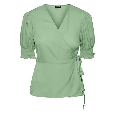 PIECES Women's Pctala Wrap Top with Ruffles Cover