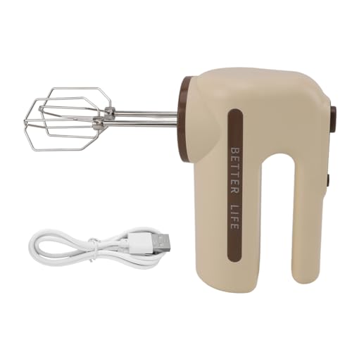 Batidora de Mano Eléctrica Inalámbrica, 5 Velocidades con Varillas Acero Inoxidable, Recargable USB Khaki - Mezcla y Bate con Control Preciso, Ligera y Sin Cables Ideal para