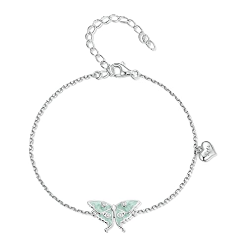 Bracelet papillon vert argent anti allergie pour poignet sensible