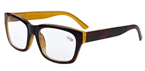 Eyekepper Polycarbonate Large Lens Line Bifocal Glasses Readers Men Brown +2.0